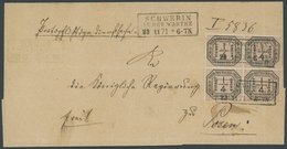 NDP D 1 VB BRIEF, 1871, 1/4 Gr. Schwarz/mattorangerot Im Viererblock Als Seltene Mehrfachfrankatur Mit R3 SCHWERIN AN DE - Other & Unclassified
