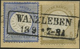 Dt. Reich 6,20 BrfStk, Mischfrankatur: 1872, 5 Gr. Mittelockerbraun Und 2 Gr. Ultramarin, R2 WANZLEBEN, Prachtbriefstück - Used Stamps