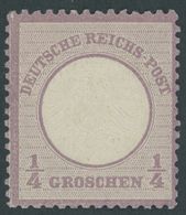 Dt. Reich 16 *, 1872, 1/4 Gr. Grauviolett, Winziger Falzrest, Kabinett, Gepr. Hennies Mit Befund, Mi. (110.-) - Gebruikt