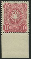Dt. Reich 41a **, 1880, 10 Pf. Lebhaftkarmin, Postfrisch, Unterrandstück, Pracht, Gepr. Zenker, Mi. (120.-) - Oblitérés