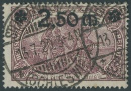 Dt. Reich 118a O, 1920, 2.50 M. Auf 2 M. Braunlila, Feinst, Kurzbefund Fleiner, Mi. 250.- - Gebruikt