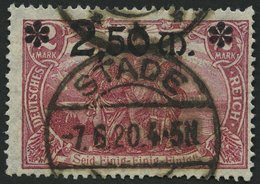 Dt. Reich 118b O, 1920, 2.50 M. Auf 2 M. Lilarosa, Pracht, Gepr. Dr. Oechsner, Mi. (250.-) - Gebraucht