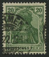 Dt. Reich 143c O, 1920, 20 Pf. Dunkelblaugrün, Pracht, Gepr. Infla, Mi. 130.- - Usados