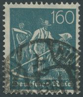 Dt. Reich 190 O, 1922, 160 Pf. Schwärzlichgrautürkis, Wz. 2, Pracht, Gepr. Bechtold, Mi. 220.- - Usati