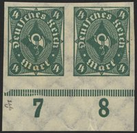 Dt. Reich 226aU Paar *, 1922, 4 M. Dunkelgrün, Ungezähnt, Im Waagerechten Paar Vom Unterrand, Falzreste, Pracht - Used Stamps