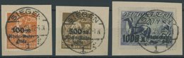 Dt. Reich 258-60 BrfStk, 1923, Rhein-und Ruhrhilfe Mit Zentrischen Stempeln SIEGEN, Prachtsatz Auf Briefstücken, Endwert - Used Stamps