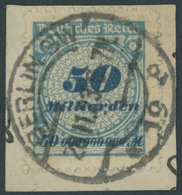 Dt. Reich 330B BrfStk, 1923, 50 Mrd. M. Kobaltblau, Durchstochen, Prachtbriefstück, Gepr. Peschl Mit Befund, Mi. (900.-) - Usados