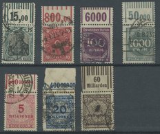 Dt. Reich OR O , 7 Verschiedene Oberrrand-Werte, Walzendruck, Alle Geprüft Infla, Feinst/Pracht, Mi. 204.- - Used Stamps