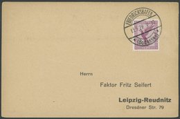 Dt. Reich A 379 BRIEF, 1929, 15 Pf. Adler Auf Erhaltbestätigungskarte Nach LEIPZIG-REUDNITZ Für 3 Zeppelin-Amerikafahrtb - Gebraucht