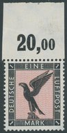 Dt. Reich 382 **, 1926, 1 M. Adler, Oberrandstück, Postfrisch Pracht, Mi. 150.- - Usati