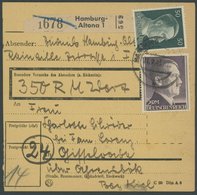 Dt. Reich 800B BRIEF, 1945, 2 M. Schwarzviolett, Gezähnt B, Mit 50 Pf. Zusatzfrankatur Auf Paketkarte Aus HAMBURG ALTONA - Altri & Non Classificati