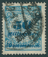 DIENSTMARKEN D 88 O, 1923, 50 Mrd. M. Lebhaftkobaltblau/schwärzlichkobaltblau, Pracht, Gepr. Peschl, Mi. 260.- - Dienstzegels