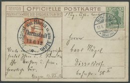 ZEPPELINPOST 10 BRIEF, 1912, 10 Pf. Flp. Am Rhein Und Main Auf Flugpostkarte (Herzogliche Familie) Mit 5 Pf. Zusatzfrank - Correo Aéreo & Zeppelin