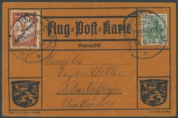 ZEPPELINPOST 13 BRIEF, 1912, 1 M. Gelber Hund Mit Aufdruckfehler Huna Statt Hund Auf Flugpostkarte, Mit 5 Pf. Zusatzfran - Airmail & Zeppelin