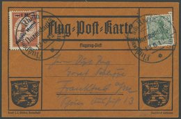 ZEPPELINPOST 13 BRIEF, 1912, 1 M. Gelber Hund (mit Huna-Ansatz) Auf Flugpostkarte Mit 5 Pf. Zusatzfrankatur, Sonderstemp - Airmail & Zeppelin