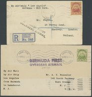 ZEPPELINPOST 20O BRIEF, 1925, Bermuda-Lakehurst, 2 Brief-Raritäten Mit Unbekannten L2-Stempeln, In Die USA Und Auf Einsc - Correo Aéreo & Zeppelin