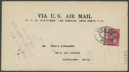 ZEPPELINPOST 20W BRIEF, 1925, Port Rico-Lakehurst, Mit Violettem R3 VIA AIR MAIL SAN JUAN TO NEW YORK - U.S.S. LOS ANGEL - Airmail & Zeppelin