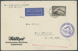 ZEPPELINPOST 26A BRIEF, 1929, Amerikafahrt, Auflieferung Friedrichshafen, Firmenbrief Mit Verzögerungsstempel In Kursive - Airmail & Zeppelin