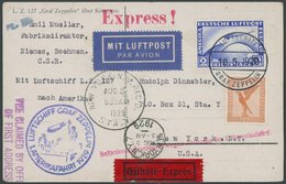 ZEPPELINPOST 26B BRIEF, 1929, Amerikafahrt, Bordpost, Mit Amerikanischem Gebühren-L2 FREE CLAIMED, Frankiert U.a. Mit 2  - Airmail & Zeppelin