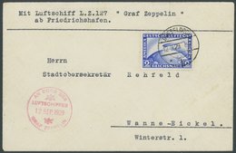 ZEPPELINPOST 33a BRIEF, 1929, Deutschlandfahrt, Abwurf Düsseldorf, Prachtbrief - Airmail & Zeppelin