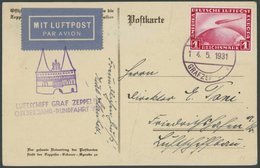 ZEPPELINPOST 108Ad BRIEF, 1931, Ostseejahr-Rundfahrt, Bordpost Rückfahrt, Abwurf Lübeck, Frankiert Mit 1 RM, Besatzungs- - Posta Aerea & Zeppelin