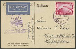 ZEPPELINPOST 108Ad BRIEF, 1931, Ostseejahr-Rundfahrt, Bordpost Rückfahrt, Abwurf Lübeck, Frankiert Mit 1 RM, Besatzungs- - Airmail & Zeppelin