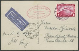 ZEPPELINPOST 111Ab BRIEF, 1931, Fahrt Nach Hannover, Bordpost, Frankiert Mit 1 RM, Prachtkarte - Poste Aérienne & Zeppelin