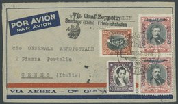 ZEPPELINPOST 154 BRIEF, 1932, 3. Südamerikafahrt, Chilenische Post, Bedarfsbrief Mit Buntfrankatur (vorder- Und Rückseit - Posta Aerea & Zeppelin