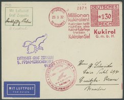 ZEPPELINPOST 171B BRIEF, 1932, 5. Südamerikafahrt, Anschlußflug Ab Berlin, Mit Freistempler, Prachtbrief, R!, Sieger Unb - Correo Aéreo & Zeppelin