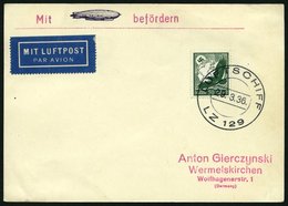 ZEPPELINPOST 402B BRIEF, 1936, Deutschlandfahrt, Bordpost, Karte Feinst - Correo Aéreo & Zeppelin