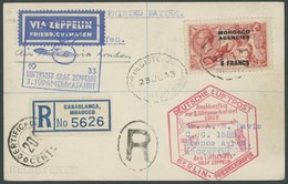 ZULEITUNGSPOST 219B BRIEF, Britische Post In Marokko (Französische Zone): 1933, 3. Südamerikafahrt, Anschlussflug Ab Ber - Posta Aerea & Zeppelin