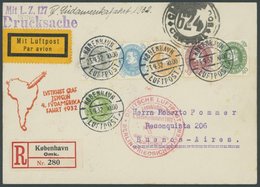 ZULEITUNGSPOST 157B BRIEF, Dänemark: 1932, 4. Südamerikafahrt, Anschlußflug Ab Berlin, Einschreib-Drucksache, Pracht, Si - Correo Aéreo & Zeppelin