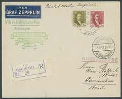 ZULEITUNGSPOST 214 BRIEF, Irak: 1933, 2. Südamerikafahrt, Einschreib-Drucksache, Prachtbrief - Poste Aérienne & Zeppelin