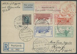 ZULEITUNGSPOST 223B BRIEF, Island: 1933, 4. Südamerikafahrt, Anschlußflug Ab Berlin, Frankiert U.a. Mit Mi.Nr. 168-71, E - Poste Aérienne & Zeppelin