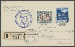 ZULEITUNGSPOST 202 BRIEF, Liechtenstein: 1933, 1. Südamerikafahrt, Prachtbrief - Airmail & Zeppelin