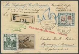 ZULEITUNGSPOST 214C BRIEF, Liechtenstein: 1933, 2. Südamerikafahrt, Abwurf, Barcelona, Einschreibkarte, Frankiert Mit Mi - Correo Aéreo & Zeppelin