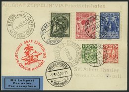 ZULEITUNGSPOST 223 BRIEF, Liechtenstein: 1933, 4. Südamerikafahrt, Gute Frankatur, Prachtkarte - Posta Aerea & Zeppelin