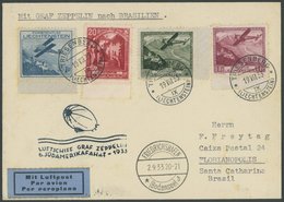 ZULEITUNGSPOST 229 BRIEF, Liechtenstein: 1933, 6. Südamerikafahrt, Prachtbrief Mit Guter Frankatur - Posta Aerea & Zeppelin