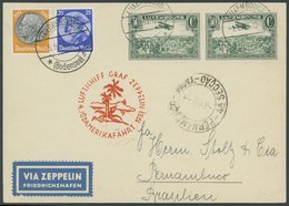 ZULEITUNGSPOST 223 BRIEF, Luxemburg: 1933, 4. Südamerikafahrt, Mit Deutscher Zusatzfrankatur, Prachtkarte - Correo Aéreo & Zeppelin