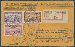 ZULEITUNGSPOST 202 BRIEF, Marokko Französisches Protektorat: 1933, 1. Südamerikafahrt, Einschreibkarte Aus TANGER CHERIF - Posta Aerea & Zeppelin