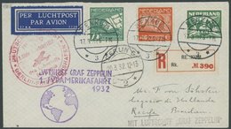 ZULEITUNGSPOST 138B BRIEF, Niederlande: 1932, 1. Südamerikafahrt, Anschlußflug Ab Berlin, Einschreibbrief, Pracht - Poste Aérienne & Zeppelin