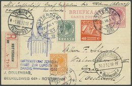 ZULEITUNGSPOST 169A BRIEF, Niederlande: 1932, LUPOSTA-Fahrt, Bis Danzig, Einschreibkarte An Den Raketenpionier Schmiedl, - Airmail & Zeppelin