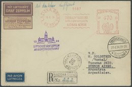 ZULEITUNGSPOST 254B BRIEF, Polen: 1934, 3. Südamerikafahrt, Bis Argentinien, Einschreib-Drucksache, Mit Maschinenstempel - Airmail & Zeppelin