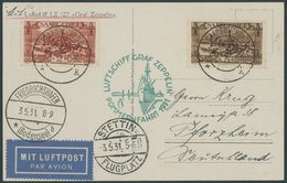 ZULEITUNGSPOST 106A BRIEF, Saargebiet: 1931, Pommernfahrt, Nach Stettin, Frankiert Mit Mi.Nr. 119 Und 121, Prachtkarte,  - Airmail & Zeppelin