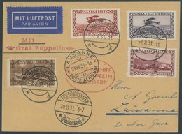 ZULEITUNGSPOST 123 BRIEF, Saargebiet: 1931, Fahrt Nach Lausanne, Karte Feinst (Bug) - Poste Aérienne & Zeppelin