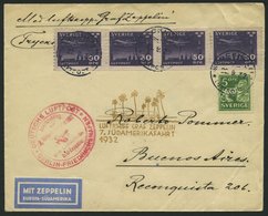 ZULEITUNGSPOST 183B BRIEF, Schweden: 1932, 7. Südamerikafahrt, Anschlußflug Ab Berlin, Leichte Bedarfsspuren, Pracht - Airmail & Zeppelin