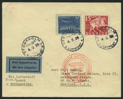 ZULEITUNGSPOST 406C BRIEF, Schweden: 1936, 1. Nordamerikafahrt, Anschlußflug Ab Frankfurt, Prachtbrief - Correo Aéreo & Zeppelin