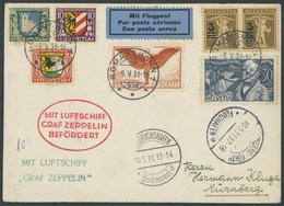 ZULEITUNGSPOST 107Ba BRIEF, Schweiz: 1931, Fahrt Nach Nürnberg, Mit Grünem L2 MIT LUFTSCHIFF GRAF ZEPPELIN, Prachtkarte - Airmail & Zeppelin