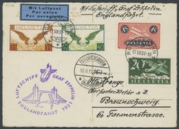 ZULEITUNGSPOST 122 BRIEF, Schweiz: 1931, Englandfahrt, Frankiert U.a. Mit Mi.Nr. 233/4x, Prachtkarte - Airmail & Zeppelin