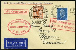 KATAPULTPOST 11c BRIEF, 7.5.1930, &quot,Bremen&quot, - Southampton, Deutsche Seepostaufgabe, Prachtbrief - Cartas & Documentos